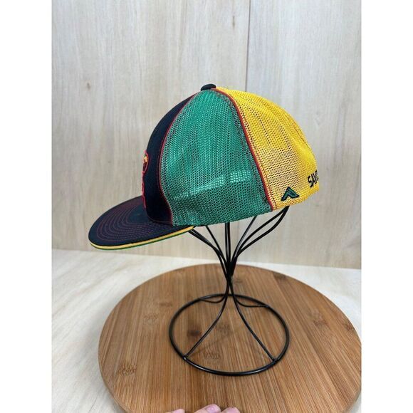 Savon Sports Flip Mode Green Rasta Theme Flat Bill Adjustable Baseball Hat - Picture 4 of 6